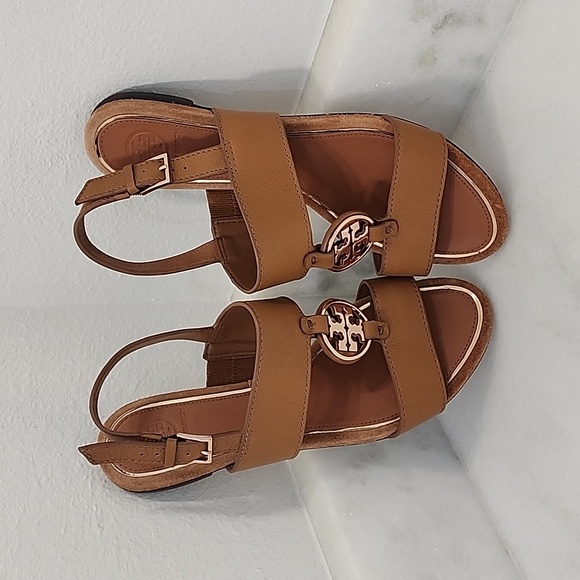 Tory Burch Shoes - Tory Burch Sandals Straps Brown Rose Gold Size 7.5